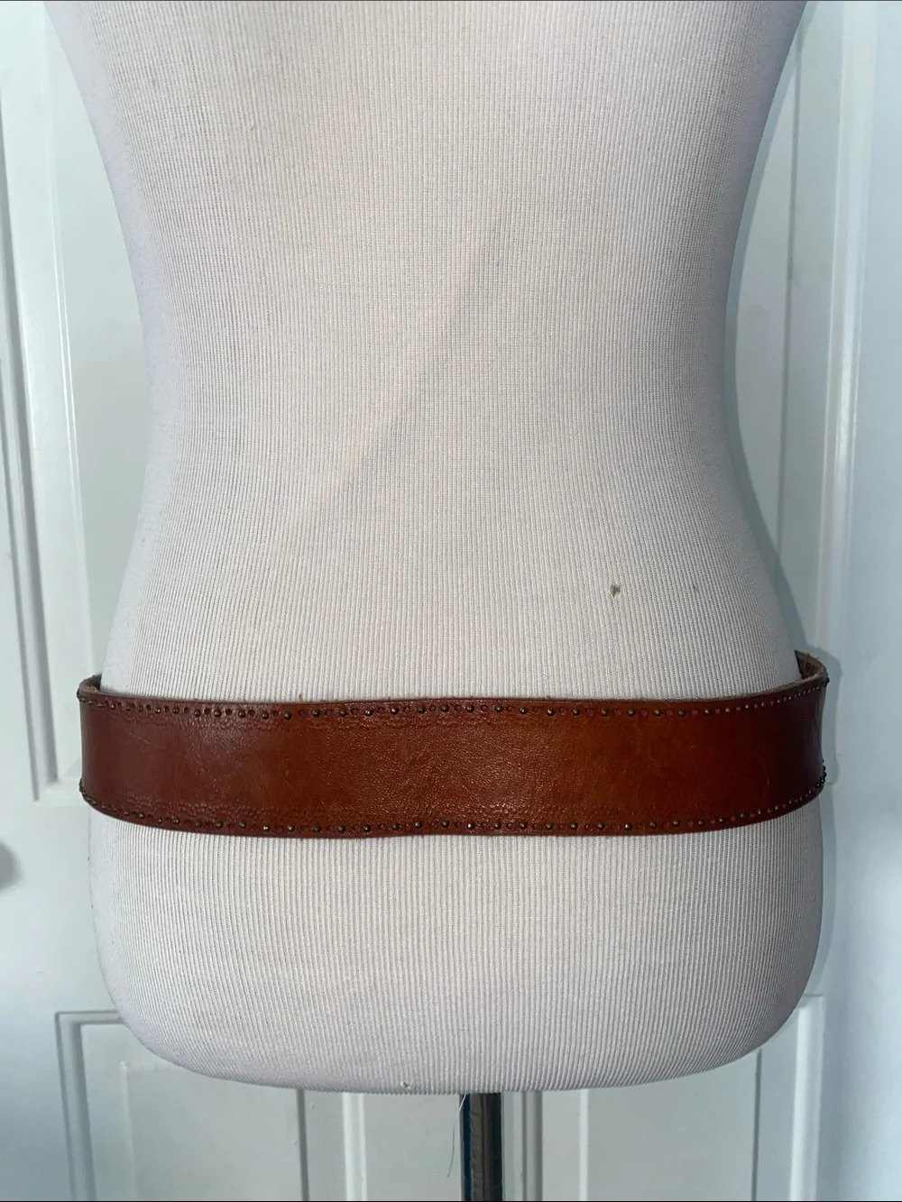 Vintage Fossil Brown Leather Belt Distressed Brass Buckle XL